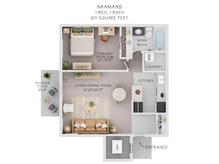 Naamans 1 bedroom 1 bathroom 611 square feet