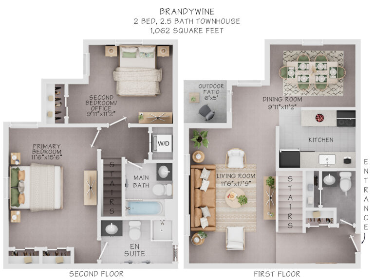 Brandywine 2 bedroom 2.5 bathroom townhouse 1,062 square feet