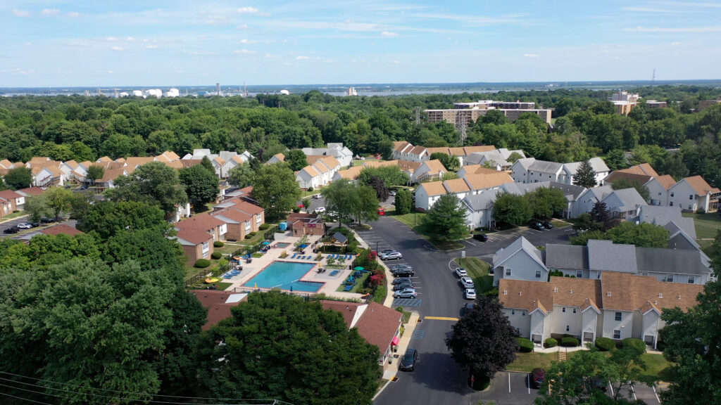 Aerial view of neighborhood