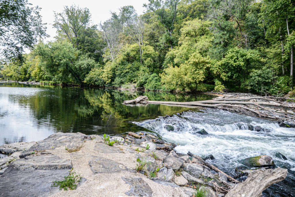 River flowing into a small waterfall